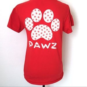 PAWZ Red Floral Paw Print T-shirt
